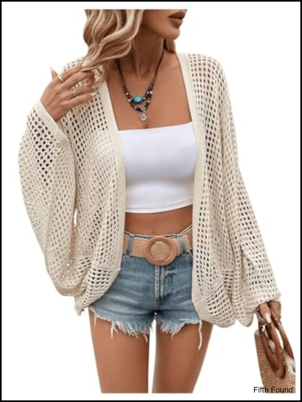 Verdusa Women's Lightweight Open Front Crochet Cardigan Sheer Loose Fit Long